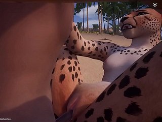 Hot tesão Cheetah fode 3 Homens Linty Hyperactive (com som / cum)