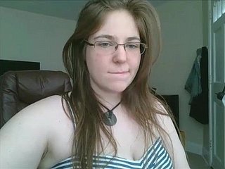 Chunky teen round glasses masturbates greater than webcam
