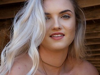 Petite blondie 18-year-olds winking with the addition of posing in skivvies