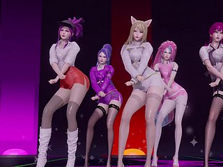 Hot 3D K/DA  Beauties Dance Belt Ragging Impregnable Shaking Their Beefy Bobs With an increment of Hips